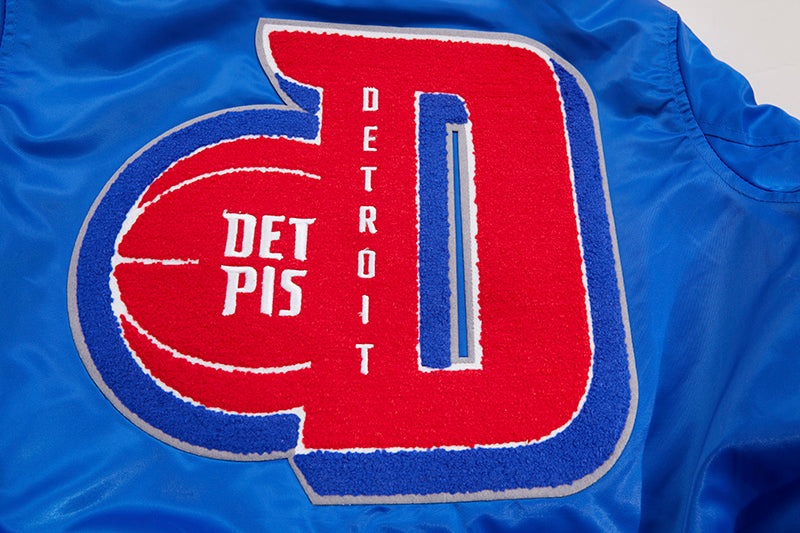 NBA Detroit Pistons Mashup Womens Satin Jacket (Royal Blue)