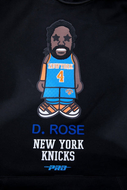 NBA New York Knicks D. Rose Men's Black Cartoon Hoodie