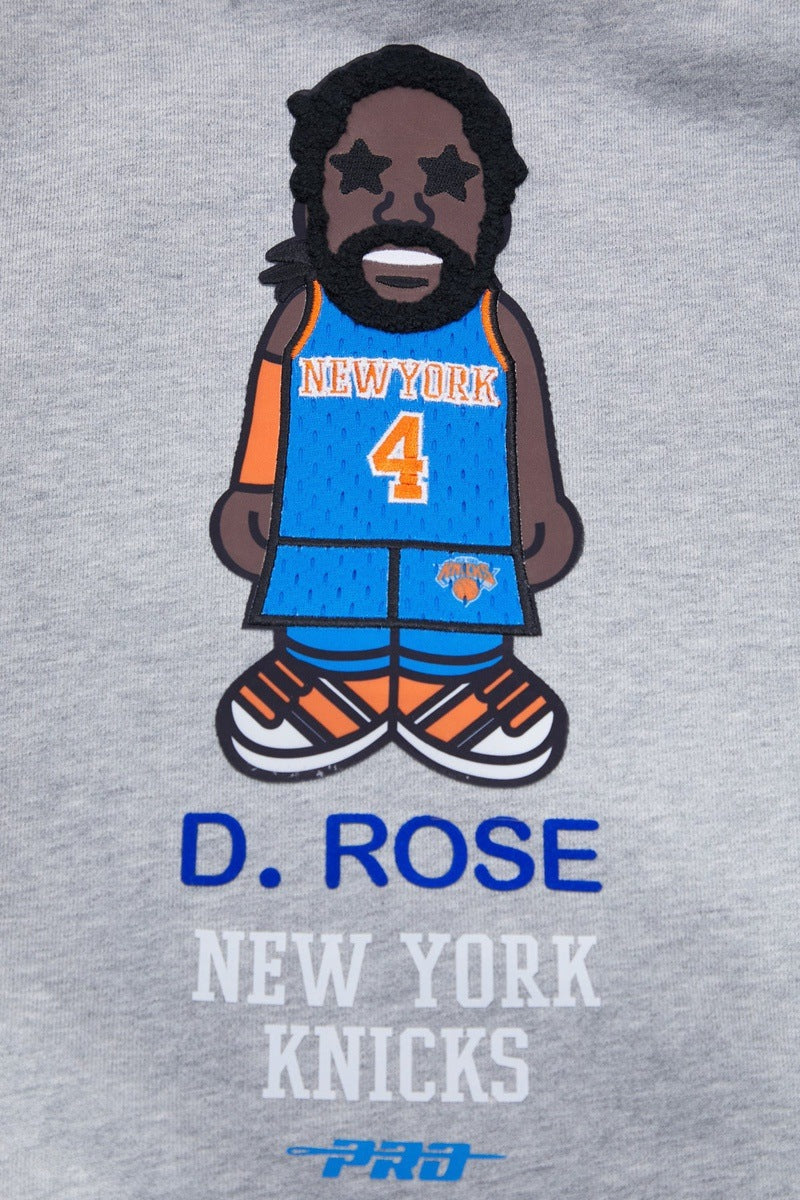 NBA New York  Knicks D. Rose Men's Heather Grey Cartoon Hoodie