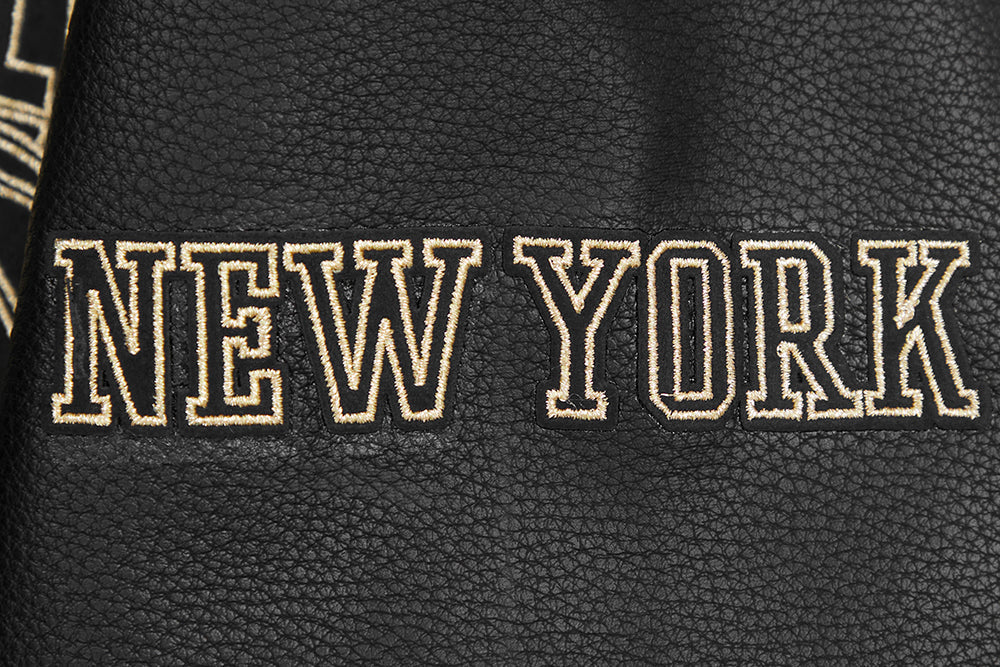 NNew York Knicks Mens Black and Gold Wool Varsity Jacket