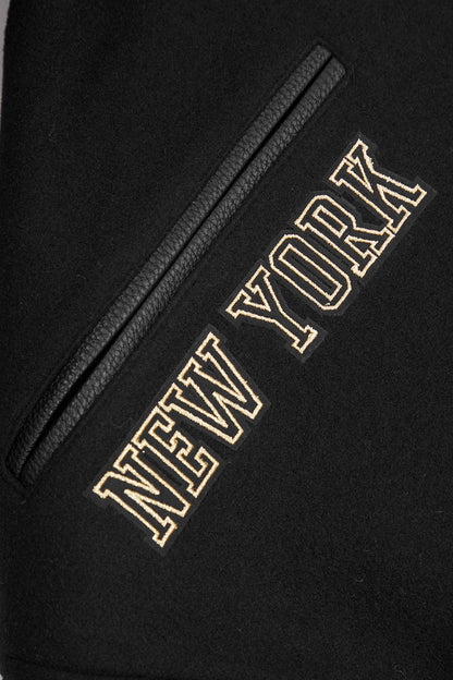 NNew York Knicks Mens Black and Gold Wool Varsity Jacket