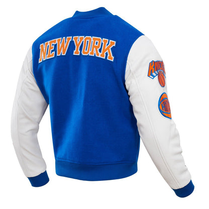 Mens New York Knicks Classic Blue Wool Varsity Jacket