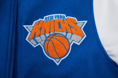 Mens New York Knicks Classic Blue Wool Varsity Jacket