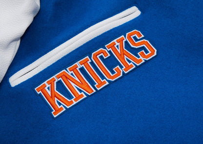 Mens New York Knicks Classic Blue Wool Varsity Jacket