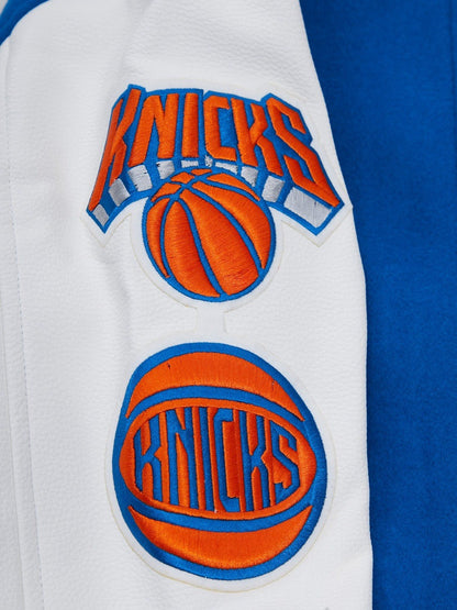 Mens New York Knicks Classic Blue Wool Varsity Jacket