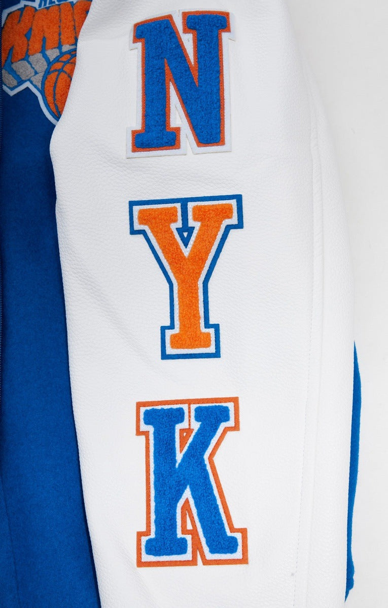 Mens New York Knicks Classic Blue Wool Varsity Jacket