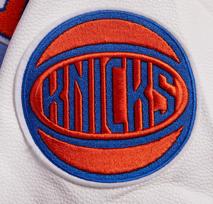 NBA New York Knicks Remix White Mens Varsity Jacket