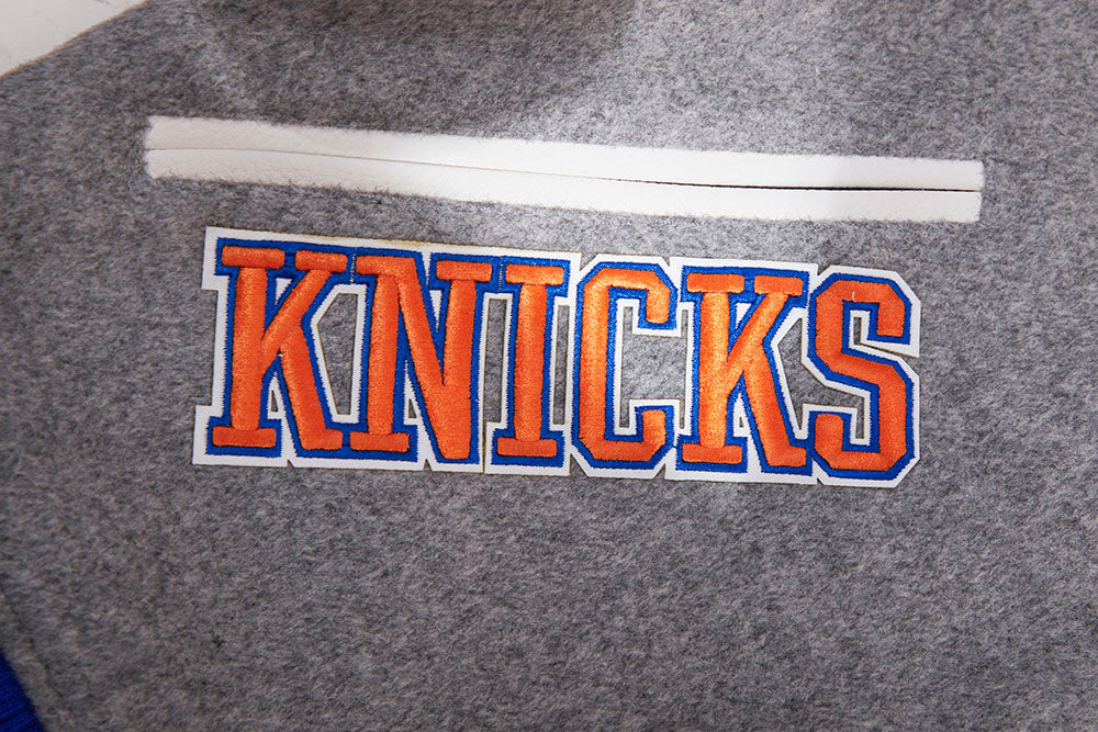 NBA New York Knicks Mens Heather Grey Wool Varsity Jacket