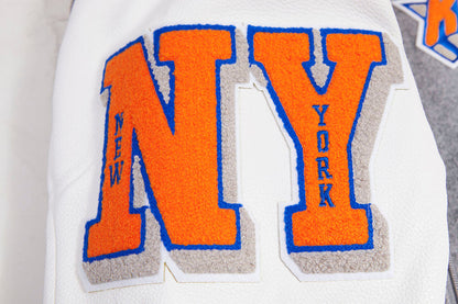 NBA New York Knicks Mens Heather Grey Wool Varsity Jacket