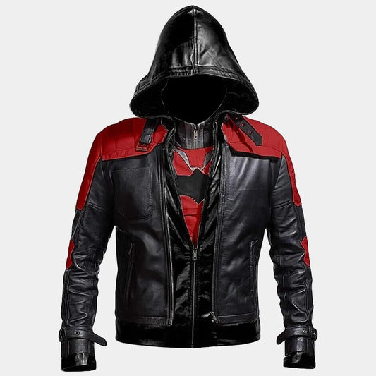 Batman Arkham Knight Game Red Hood Leather Jacket & Vest Costume