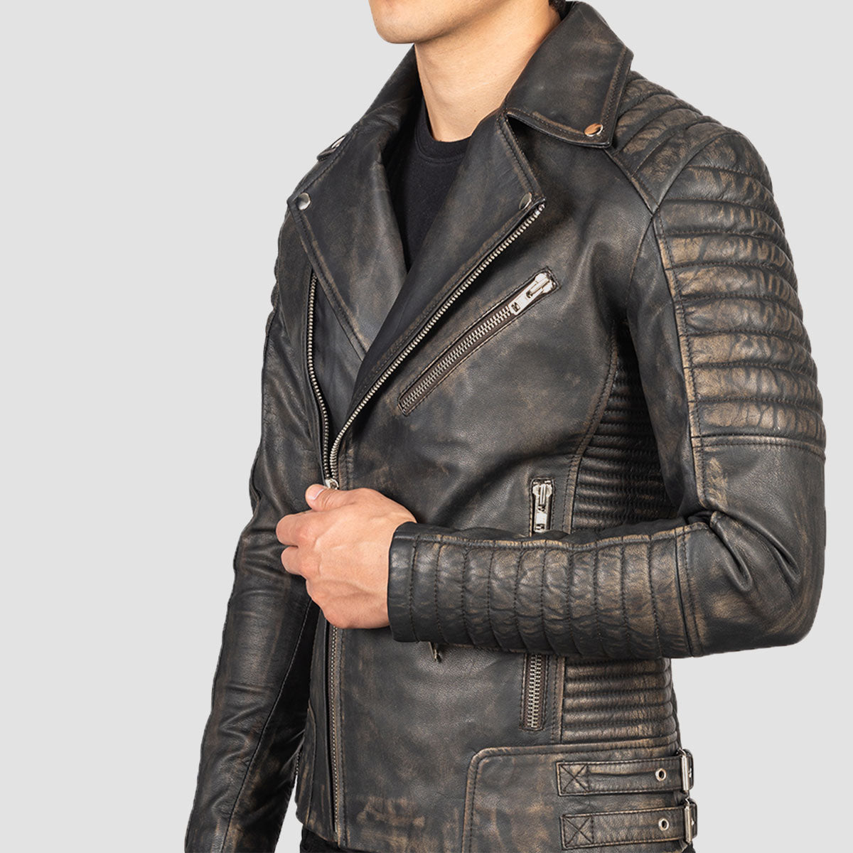 Ruboff leather jacket for men quilted leather jacket 