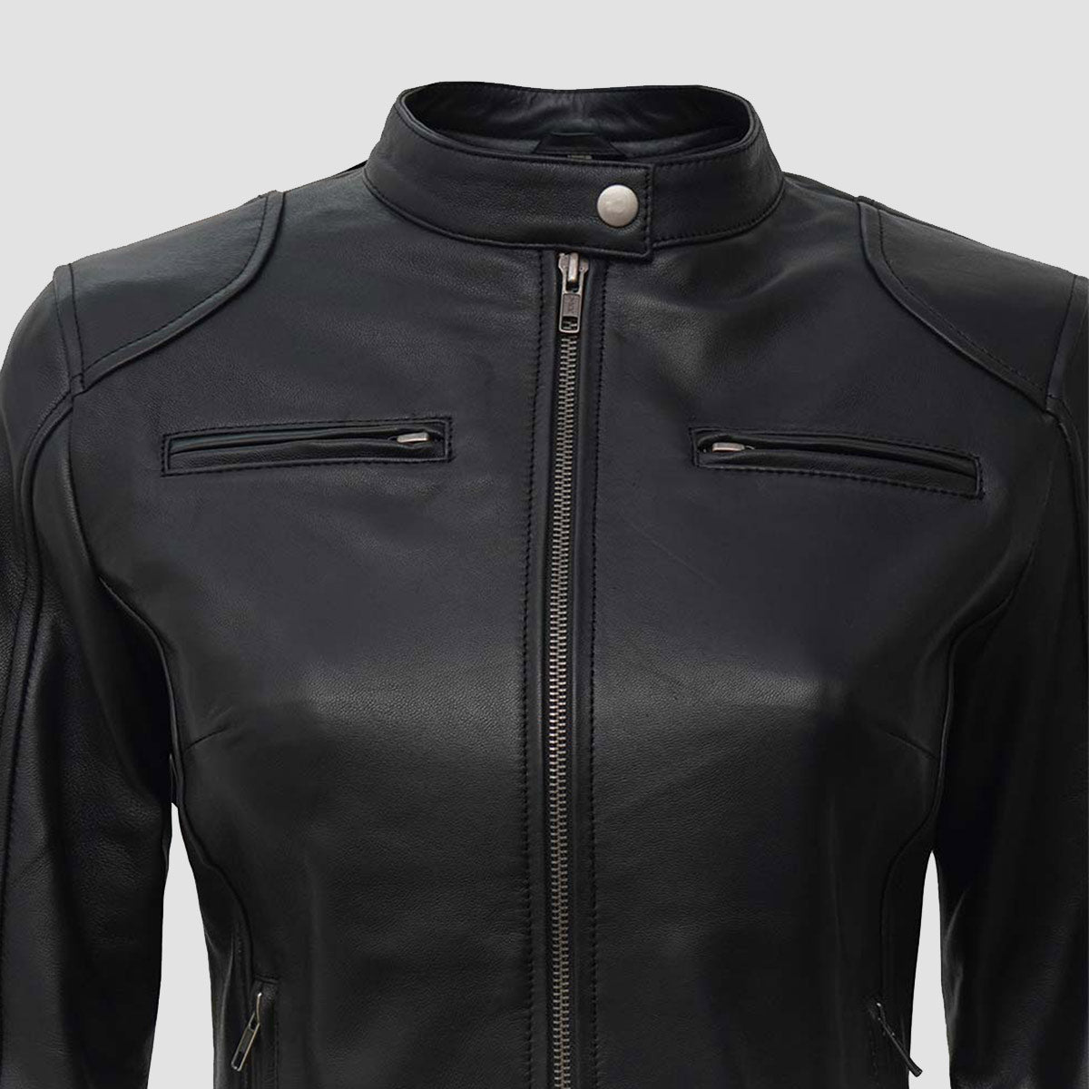 Black leather jacket women