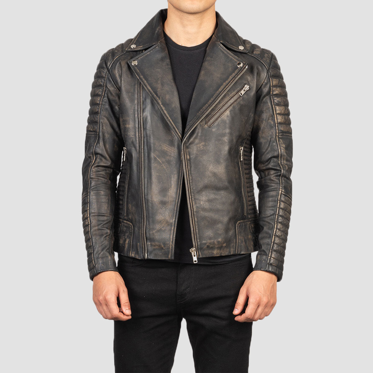 Biker leather Jacket for men Dark Brown 