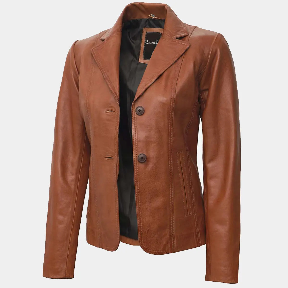 Surrey Brown Leather Coat Womens