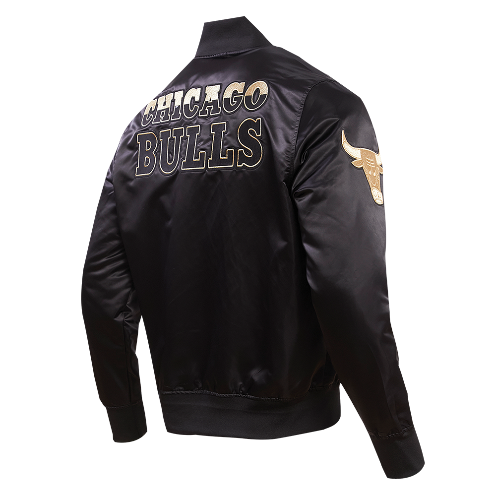 Chicago Bulls Gold Logo Black Satin Jack