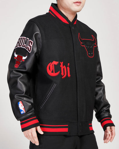 Chicago Bulls Mens Old English Varsity Jacket 