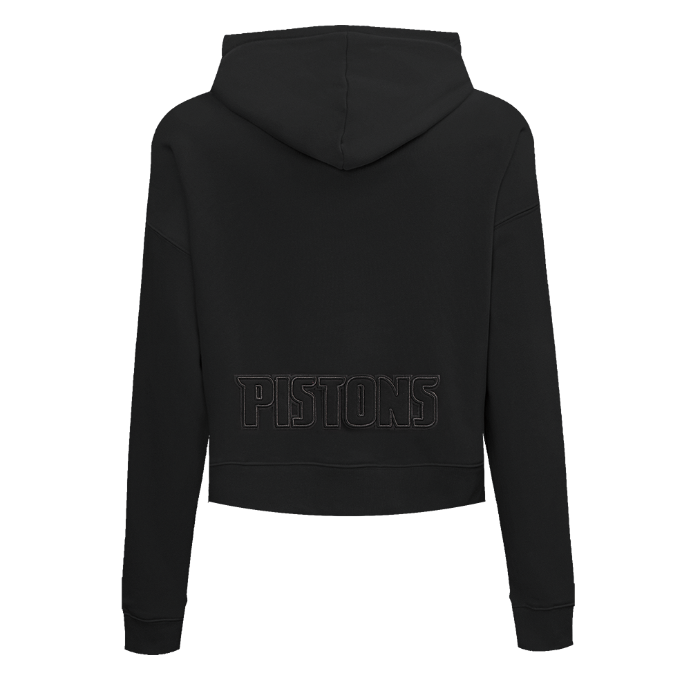 Detroit Pistons Classic Black Womens Cropped Hoodie