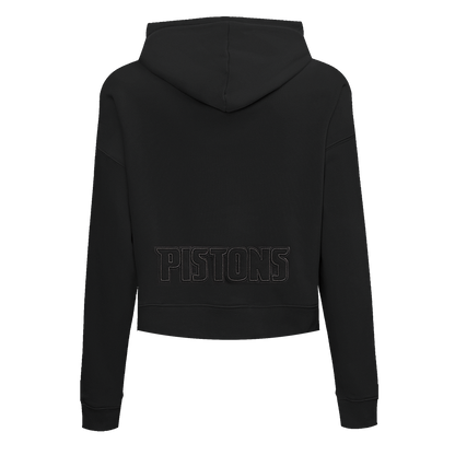 Detroit Pistons Classic Black Womens Cropped Hoodie