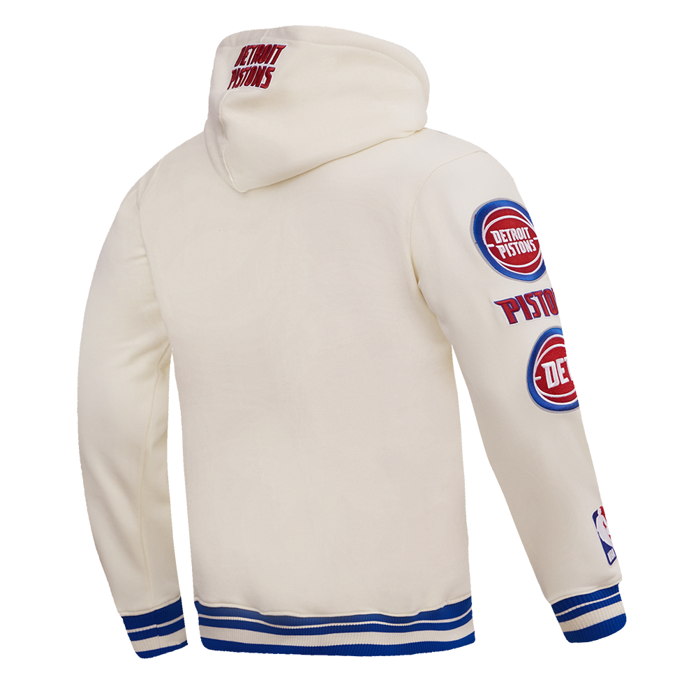 Detroit Pistons Classic Mens Pull-Over Hoodie (Eggshell)