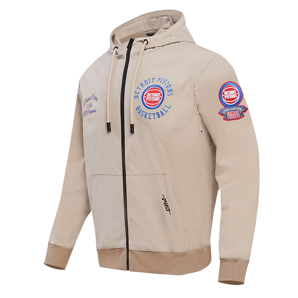 Detroit Pistons Woven Mens Full-Zip Hoodie (Khaki)