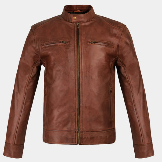 Dodge men Brown leather jacket 