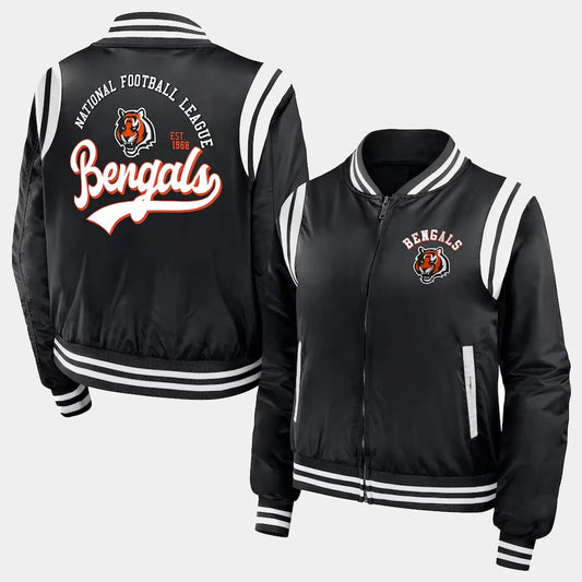 Erin Andrews Black Cincinnati Bengals Full-Zip Bomber Jacket Women