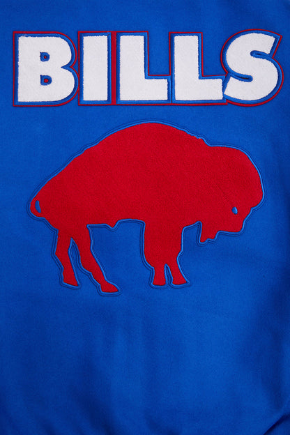 Buffalo Bills Retro Classic Men's Rib Wool Varsity Jacket Royal Blue Red