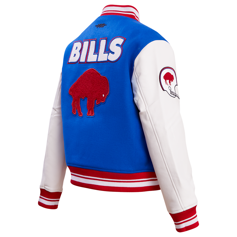 Buffalo Bills Retro Classic Women's Rib Wool Varsity Jacket Royal Blue