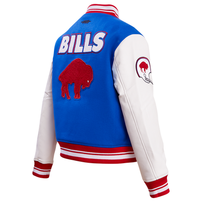 Buffalo Bills Retro Classic Women's Rib Wool Varsity Jacket Royal Blue