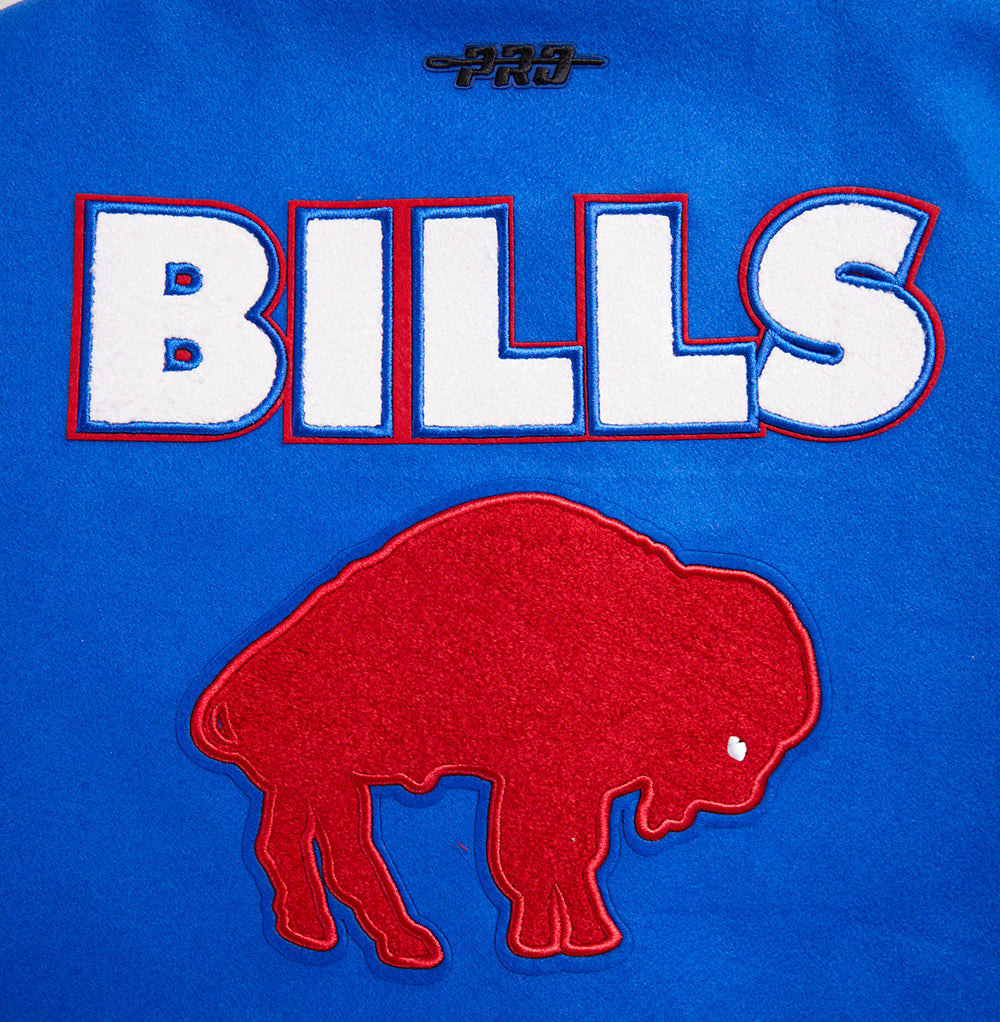 Buffalo Bills Retro Classic Women's Rib Wool Varsity Jacket Royal Blue