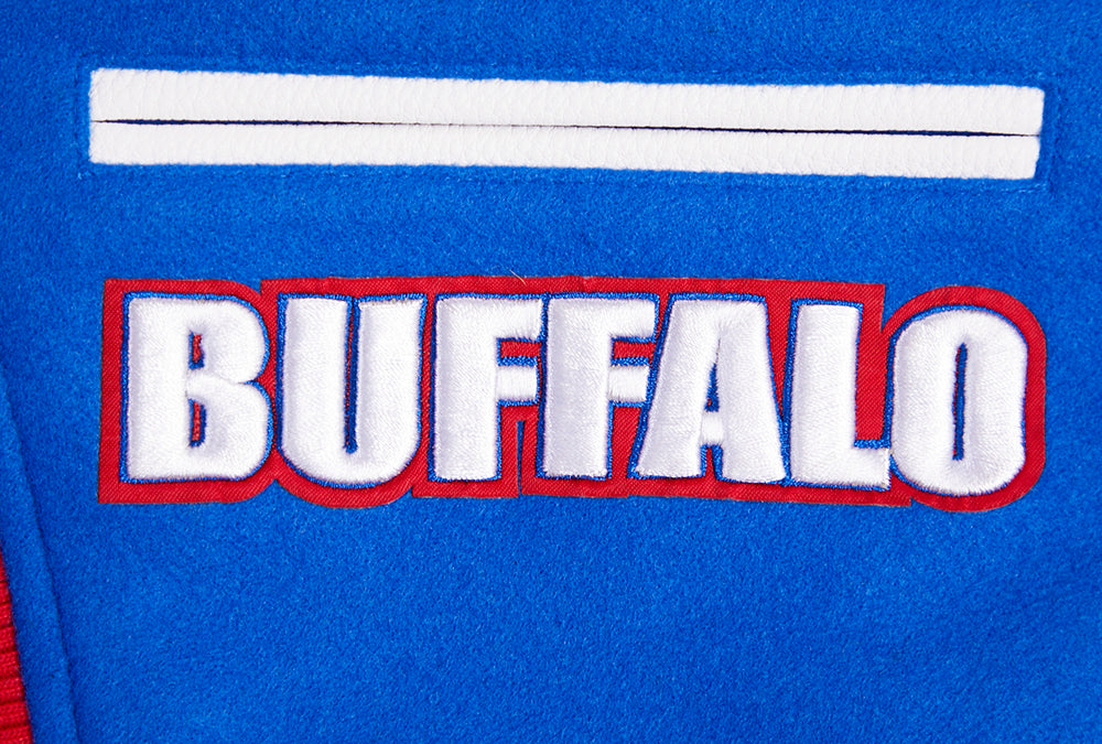 Buffalo Bills Retro Classic Women's Rib Wool Varsity Jacket Royal Blue