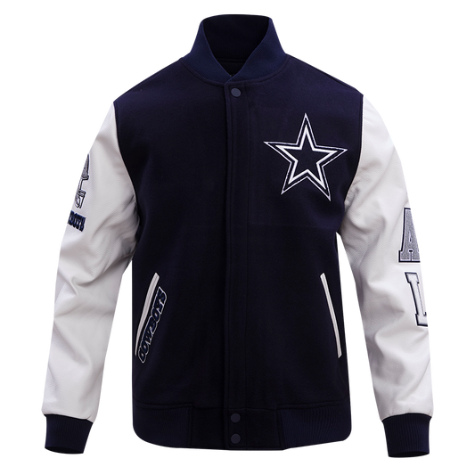 NFL Dallas Cowboys Classic Wool Men Varsity Jacket (Navy/White)