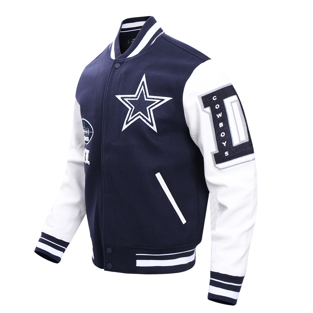 NFL Dallas Cowboys Old English Men Rib Wool Varsity Jacket 