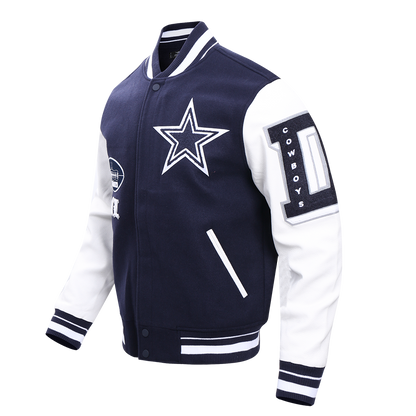 NFL Dallas Cowboys Old English Men Rib Wool Varsity Jacket 