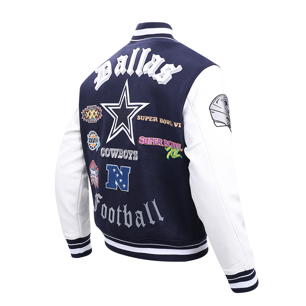 NFL Dallas Cowboys Old English Men Rib Wool Varsity Jacket 