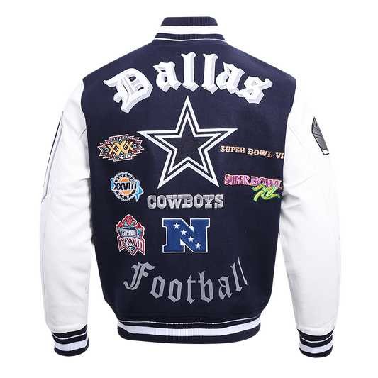 NFL Dallas Cowboys Old English Men Rib Wool Varsity Jacket 