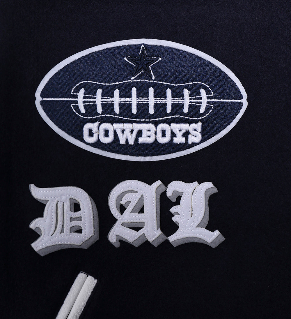 NFL Dallas Cowboys Old English Men Rib Wool Varsity Jacket 