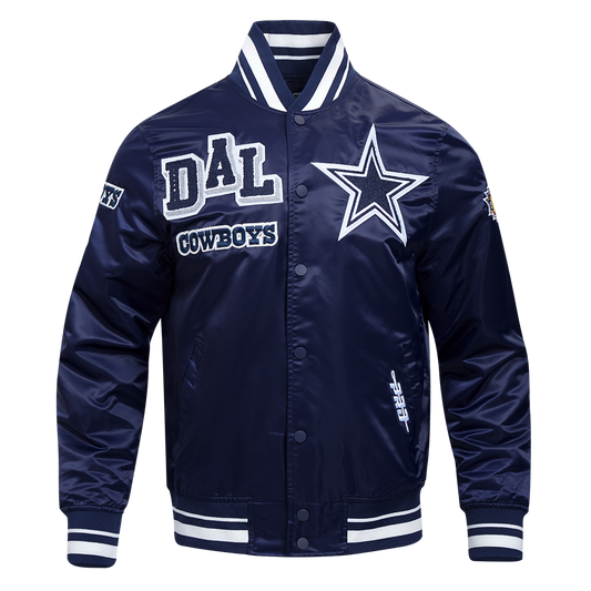 NFL Dallas Cowboys Mashup Mens Rib Satin Jacket Navy