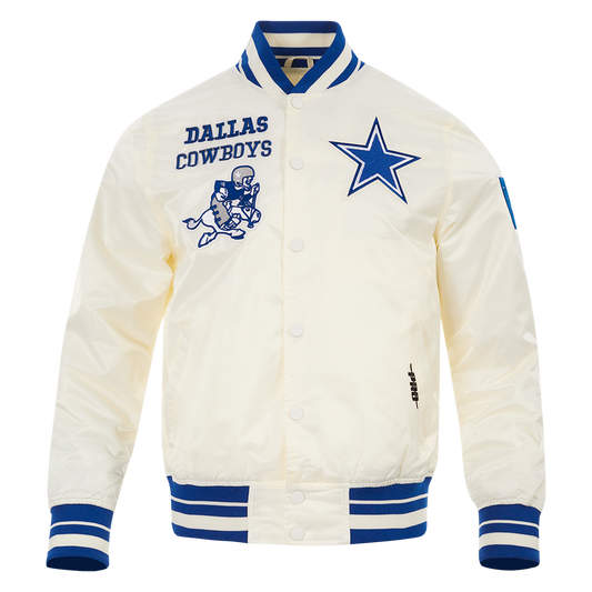 NFL Dallas Cowboys Retro Classic Men's Rib Satin Jacket Dodger Blue