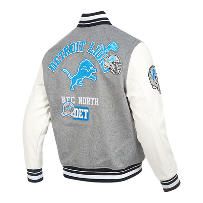 Detroit Lions Area Code Men's Rib Wool Varsity Gray Jacket