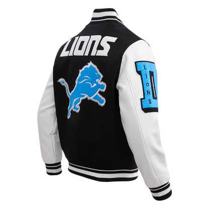 Detroit Lions Mashup Men Rib Wool Black Varsity Jacket