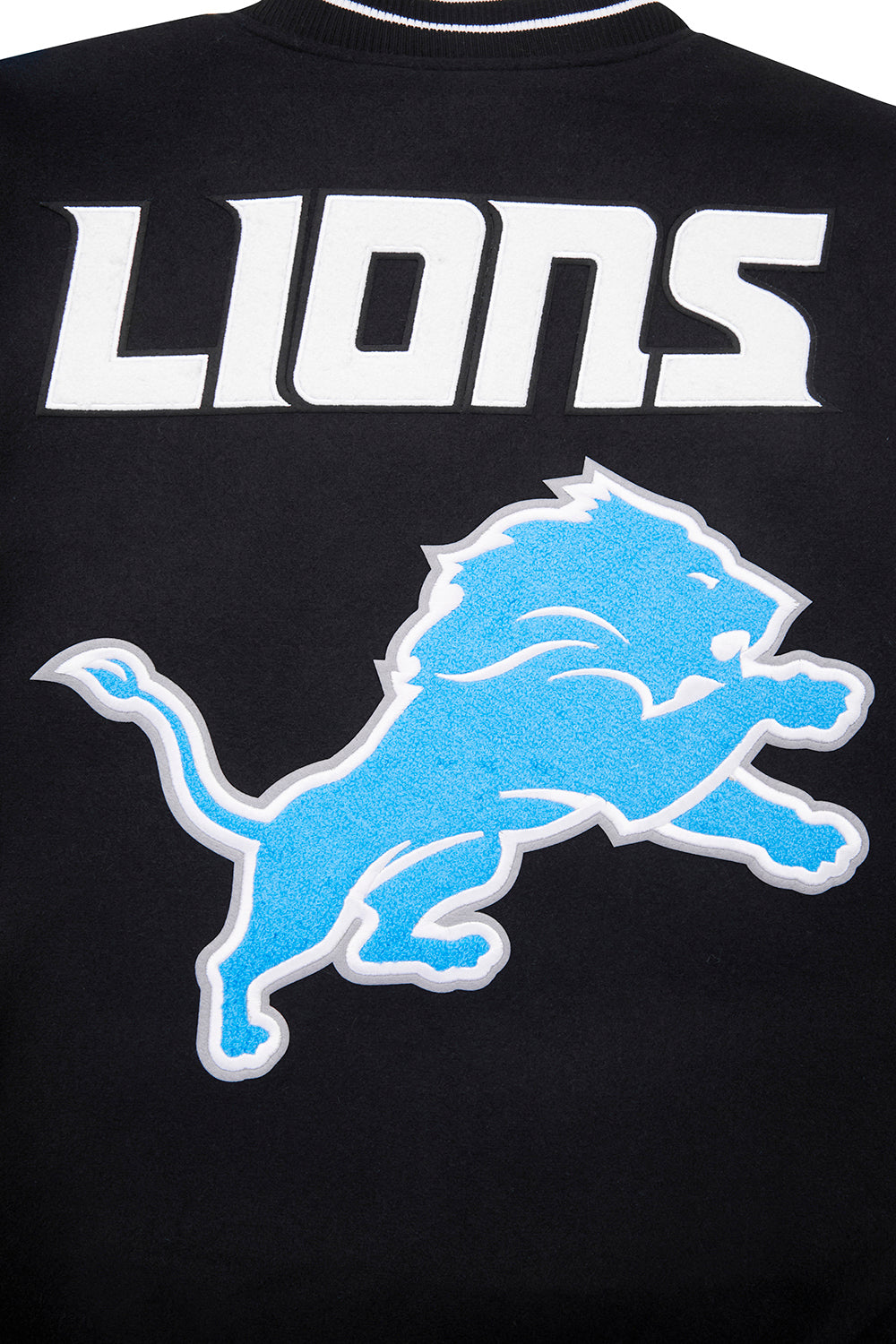 Detroit Lions Mashup Men Rib Wool Black Varsity Jacket