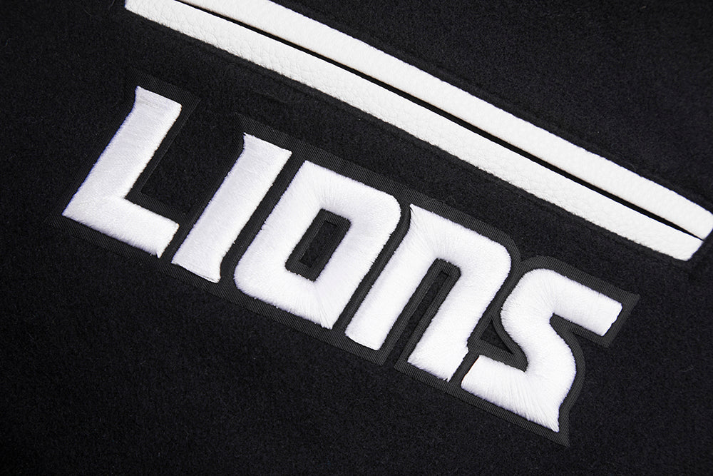 Detroit Lions Mashup Men Rib Wool Black Varsity Jacket