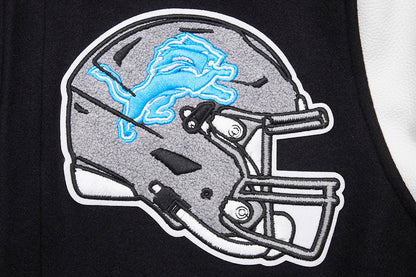 Detroit Lions Mashup Men Rib Wool Black Varsity Jacket