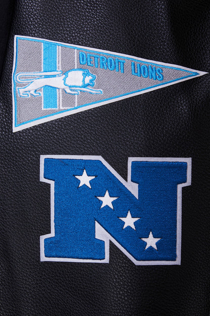 Detroit Lions Retro Classic Men’s Rib Black Wool Varsity Jacket