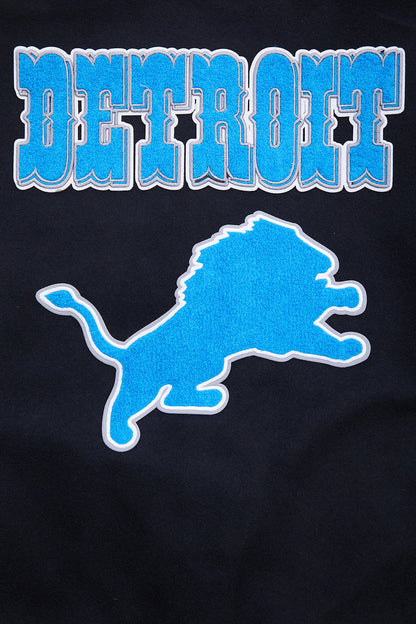 Detroit Lions Retro Classic Men’s Rib Black Wool Varsity Jacket