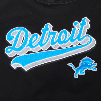 Detroit Lions Script Tail Women's Rib Cropped PO Hoodie