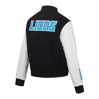 Detroit Lions Classic Womens Wool Varsity Jacket Black