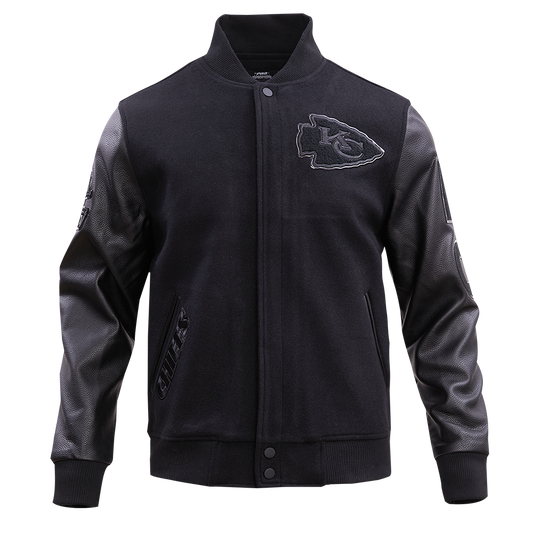 NFL Kansas City Chiefs Triple Black Wool Men Varsity Jacket