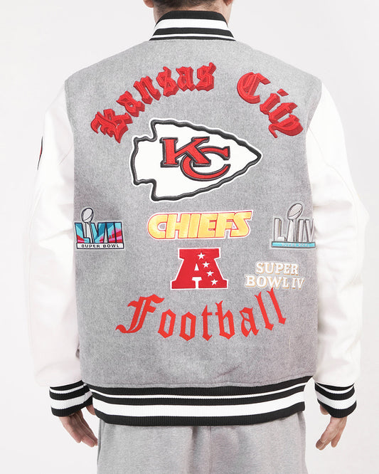 NFL Kansas City Chiefs Old English Men Rib Wool Varsity Jacket